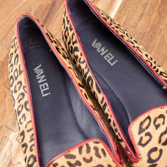Vaneli Slip-on Flat Women's Sz 6M Tan Black Red TrimHaircalf Cheetah Print - Picture 6 of 7